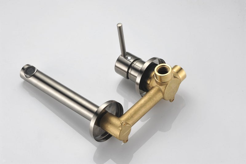 Sumerain Wall Mount Bathroom Faucet Brushed Nickel,Valve Included - Image 5